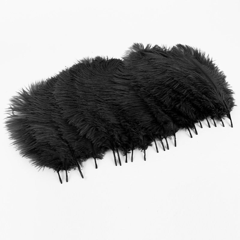 20 x natural ostrich feather 25-30 cm black party decoration C1N5