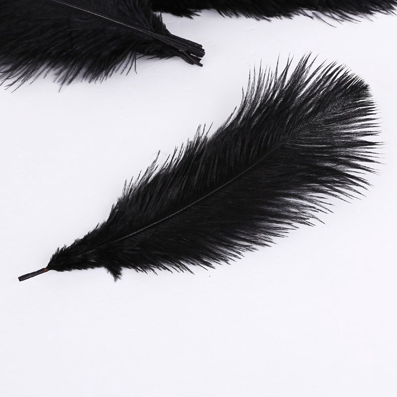 20 x natural ostrich feather 25-30 cm black party decoration C1N5