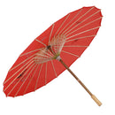 Plum Blossom Pattern Red Bamboo 31.5" Dia Oriental Umbrella Parasol E8S2