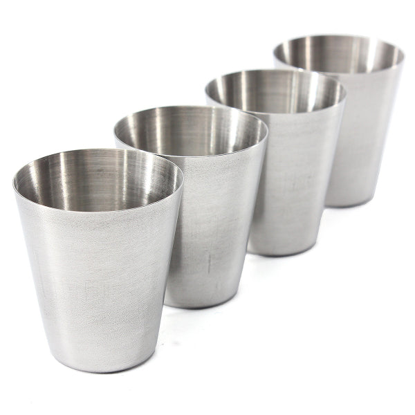 4Pcs Stainless Steel Camping Cup Mug Drinking Coffee Tea With Case