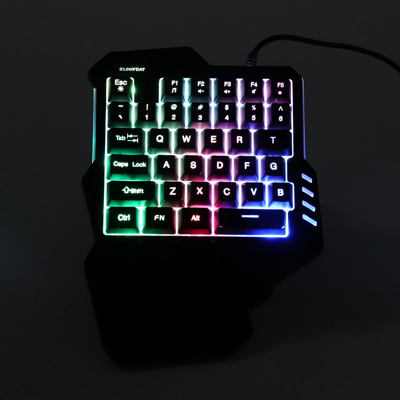 34 Keys One Handed Keyboard Game Mini LED Backlit Ergonomic Single Keypad for LOL/Dota