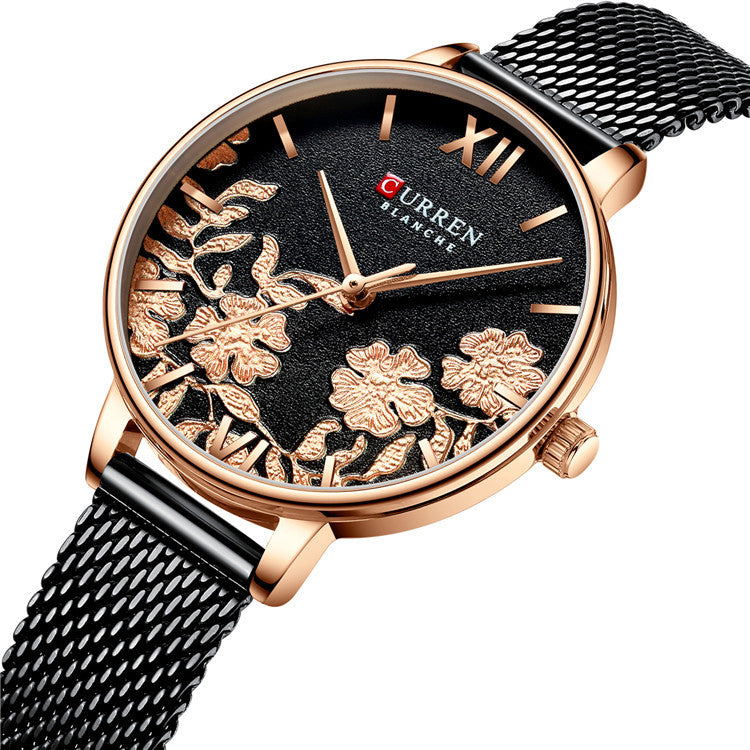 CURREN 9065 Flower Show Fashionable Ladies Wrist Watch Waterproof Quartz Watches