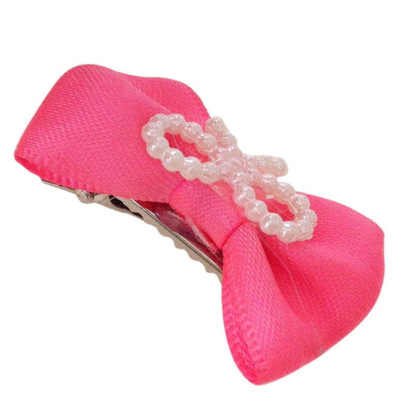Dog Cat Bow Metal Alligator Hair Clip Hairpin Pink S8R8