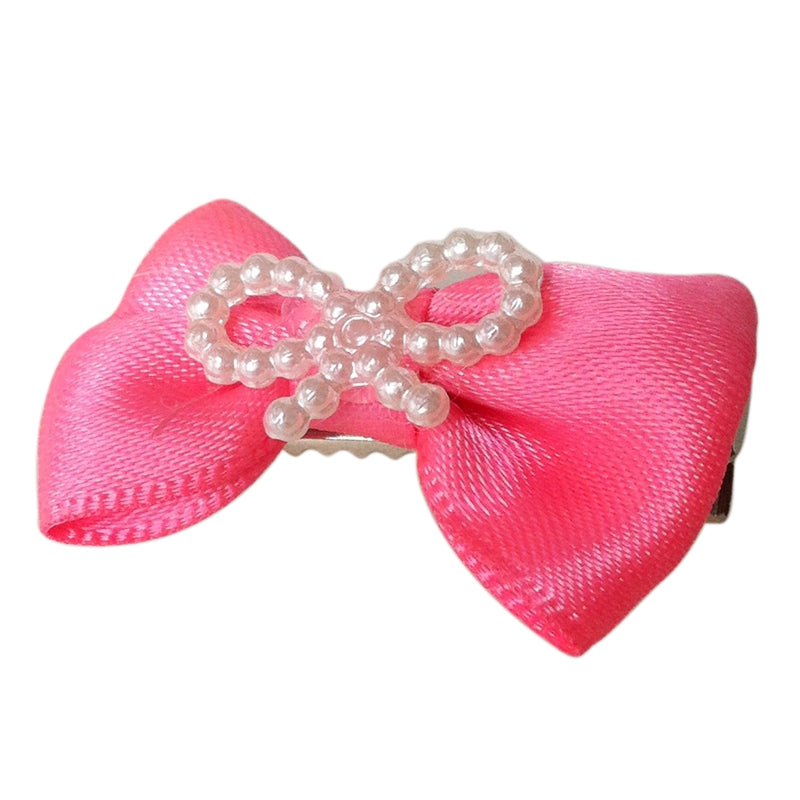 Dog Cat Bow Metal Alligator Hair Clip Hairpin Pink H8F6