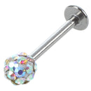 Fancy Crystal Lip Stud Monroe Tragus Bar Ball Labret V2X6
