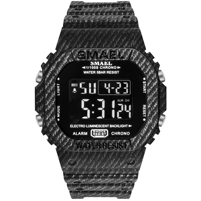 SMAEL 1801 Men Camouflage Cowboy Style Luminous 5ATM Waterproof Digital Watch