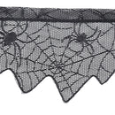 Gothic Black Lace Bat Curtains Valance Halloween Haunted House Spiderweb