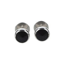 Earrings stainless steel rhinestone black man round 10mm