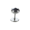 Earrings stainless steel rhinestone black man round 10mm