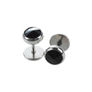 Earrings stainless steel rhinestone black man round 10mm
