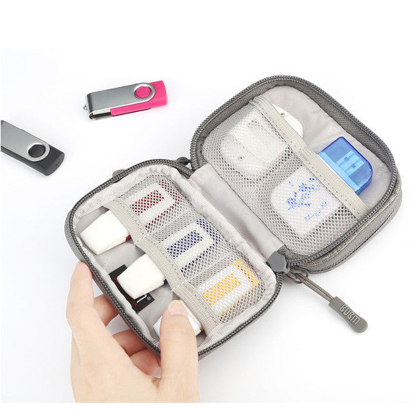 BUBM QYR Single Double Layer Electronics Accessories U Disk Cable Organizer Data Cable Storage Bag