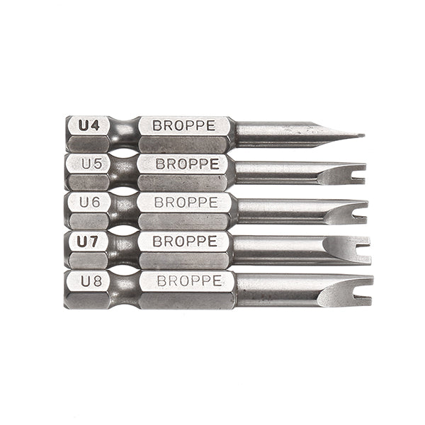 Broppe 5pcs 50mm 1/4 Inch Hex Shank Magnetic U-shaped Screwdriver Bits