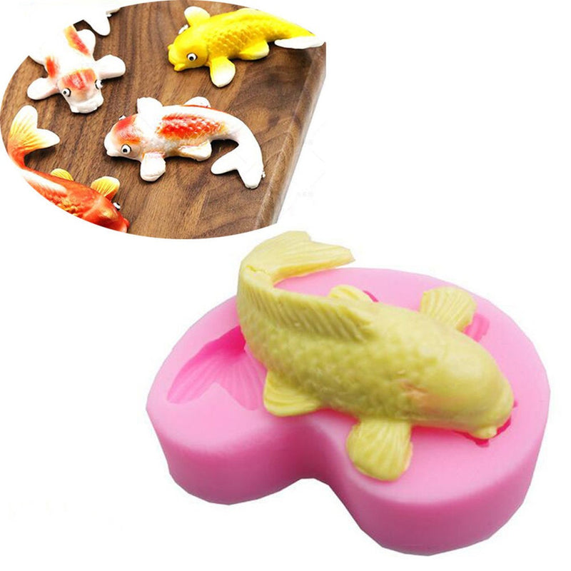 Koi Fish Cartoon Silicone Fondant Cake Mold 3D Fish Candle Moulds Soap Chocolate Baking Mold