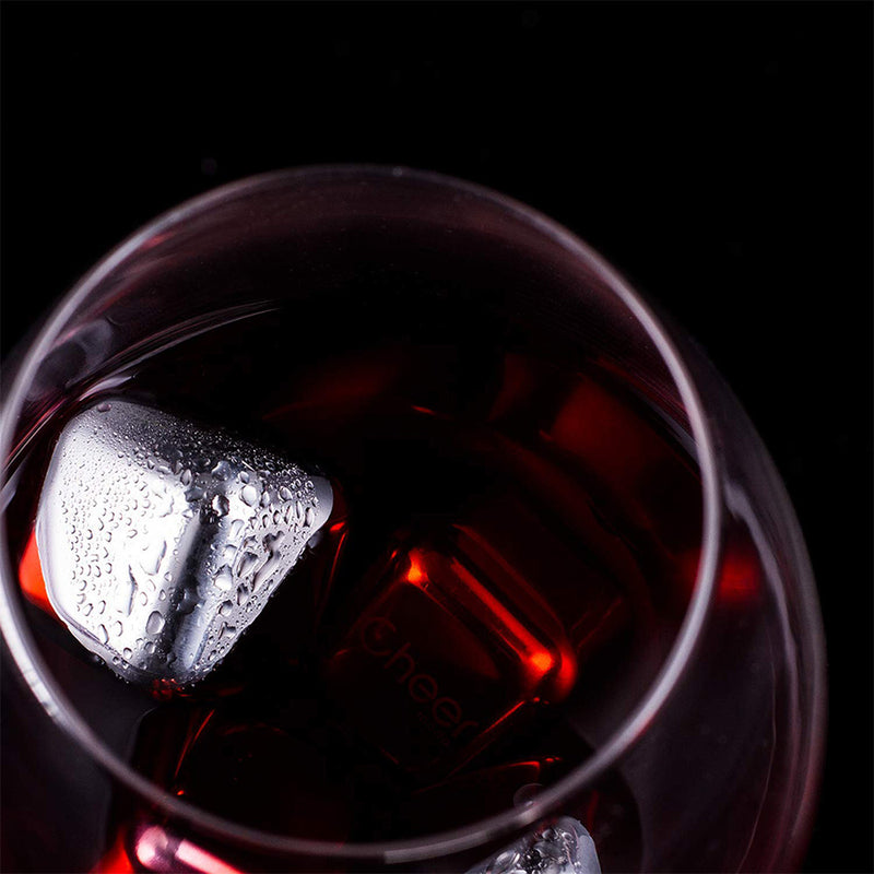 Minleaf ML-IC1 8 PCS Reusable Stainless Steel Ice W-ine Particles Ice Cube Frozen Ice Blocks Maker W-hiskey Ice Cube Maker Ice Maker Useful W-ine B-eer Cooler