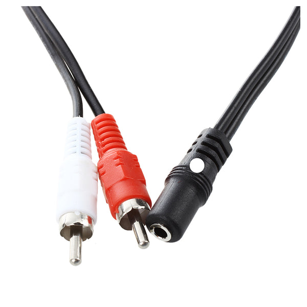 2 Pcs 3.5mm Female Stereo to 2 RCA Male AV Audio Aux Video Cable Cord Adapt W3E2