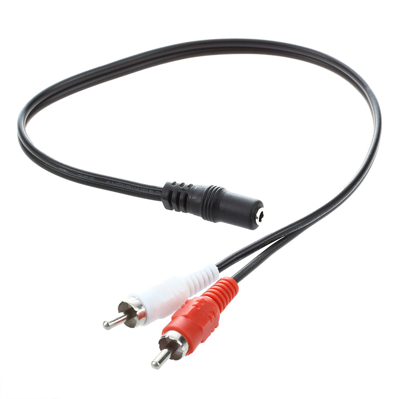 2 Pcs 3.5mm Female Stereo to 2 RCA Male AV Audio Aux Video Cable Cord Adapt W3E2