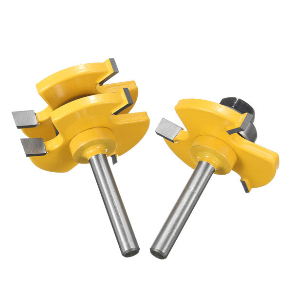 2pcs 1/4 Inch Shank Tongue & Groove Router Bit Set 3/4 Inch Stock Woodworking Cutter
