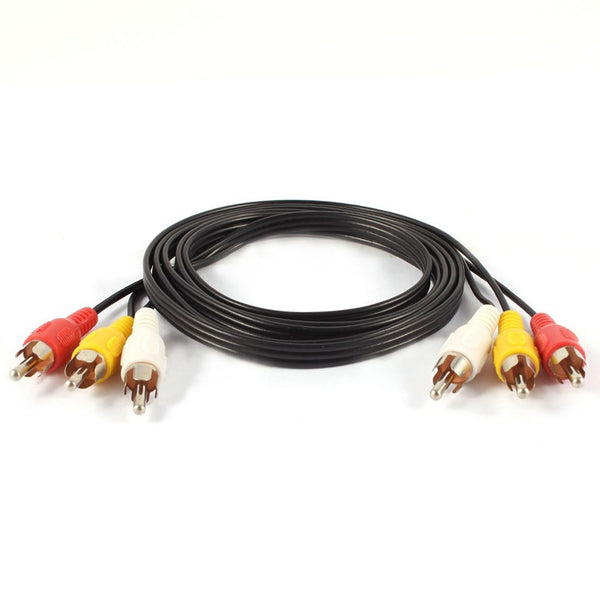Three RCA Male to Male Plug Audio Video AV Cable Cord Black 1.5M O8J2