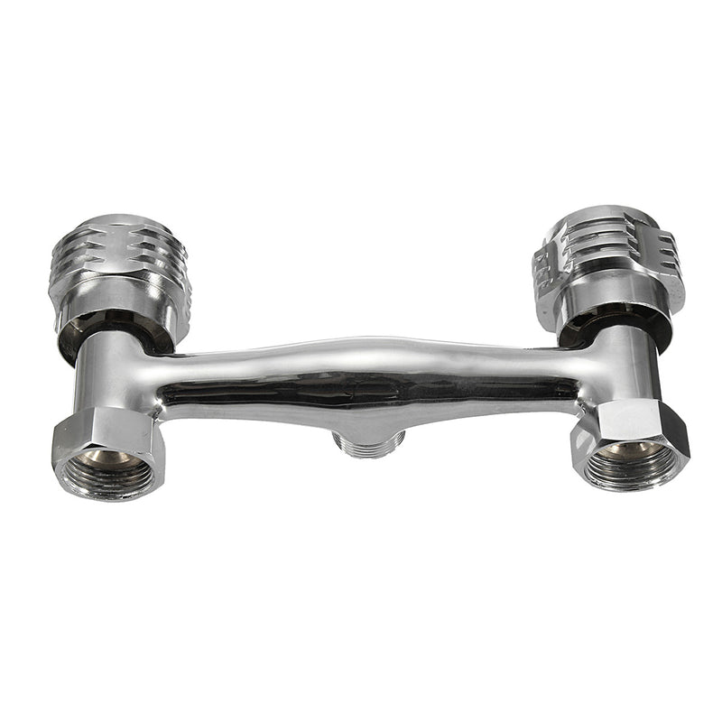 Chrome Basin Sink Mixer Tap Dual Handle Hot Cold Water Faucet Adjustable Swivel Spout Kitchen