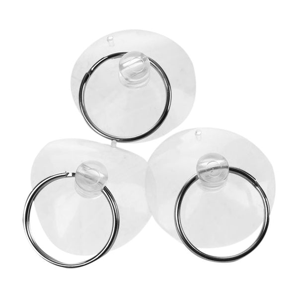 3 Pcs Clear Soft Plastic 3.5cm Dia Suction Cup Key Ring Keyring P6J1