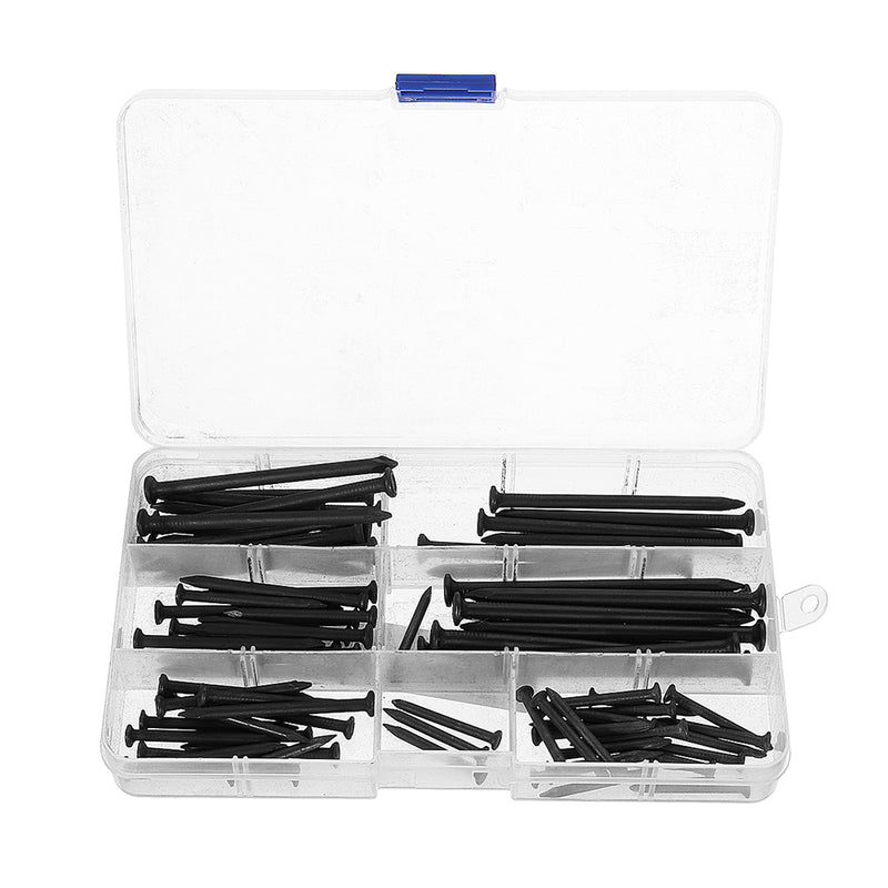 90Pcs Black Iron Point Tip Wall Cement Nails Wood Nail Set 3/4/5/6/7/8CM
