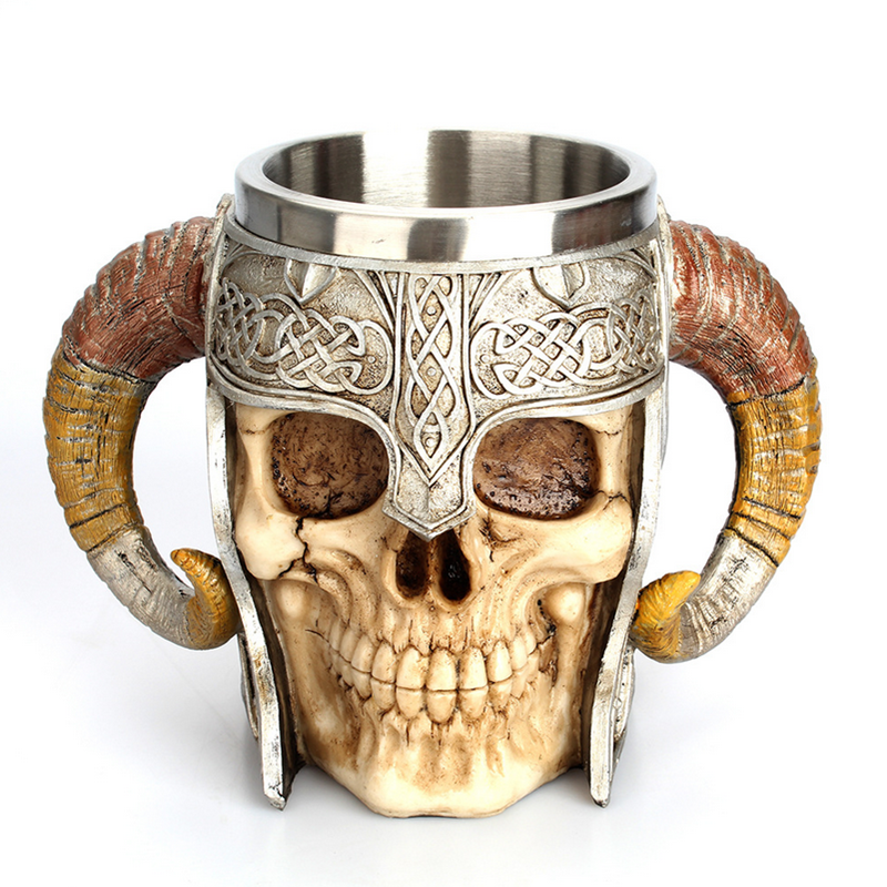 Creativity 3D Stainless Steel Skull Cup Novelty Skull Head Mug Claw Coffee Drinking Cup for Office