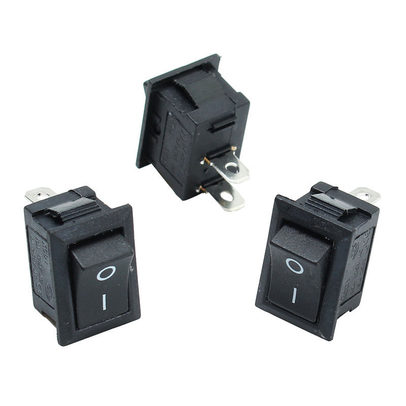 5pcs Black Push Button Mini Switch 6A-10A 110V 250V KCD1-101 2Pin Snap-in On/Off Rocker Switch