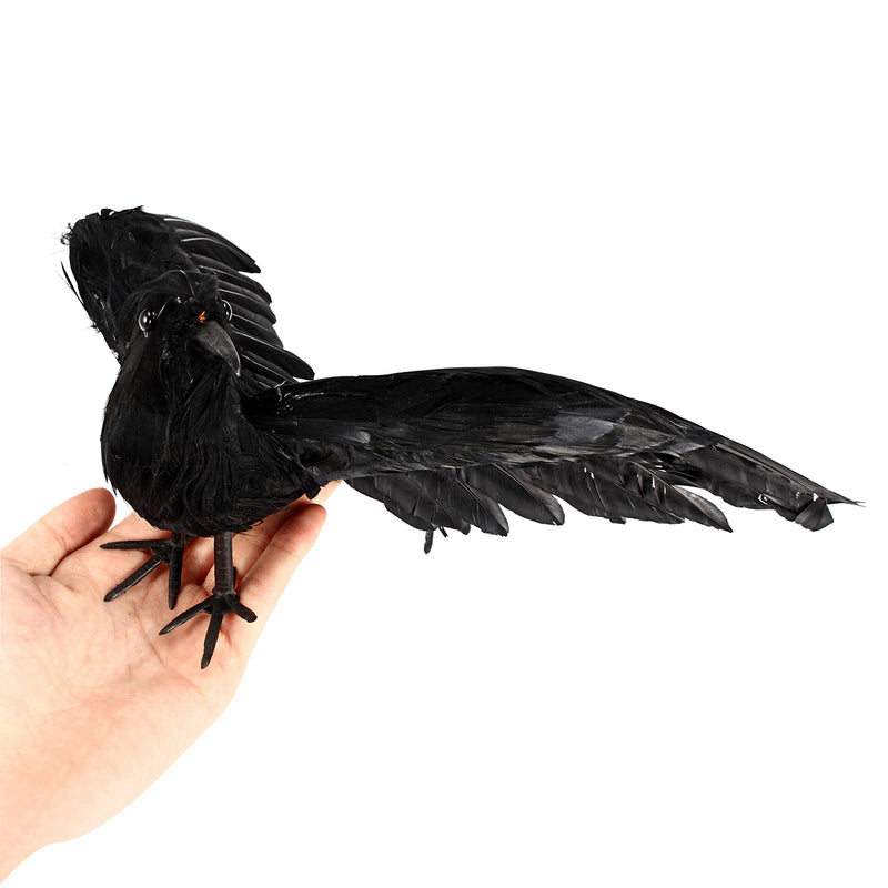 Realistic Looking Halloween Decorations Birds Black Feathered Detachable Crow
