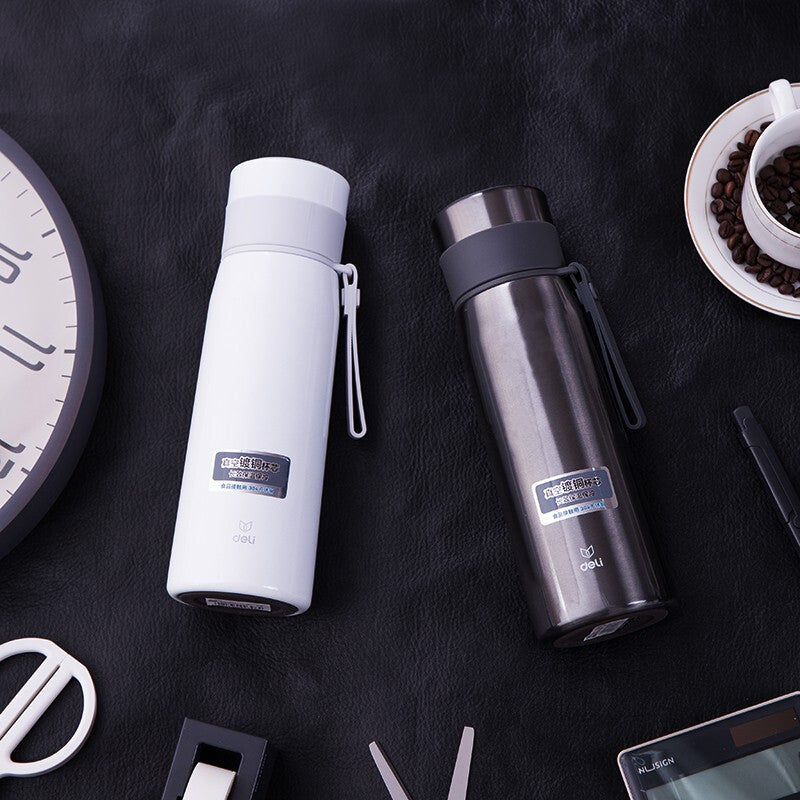 Deli 6076 500ml Portable Thermos cup Stainless Steel Vacuum Flask Thermo Water Bottle Insulated Cup Coffee Mug for Home Office Travel