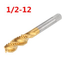 Drillpro 1/2-3/4 Imperial Spiral Flute Hand Tap HSS Titanium Coated Machine Screw Plug Tap Drill