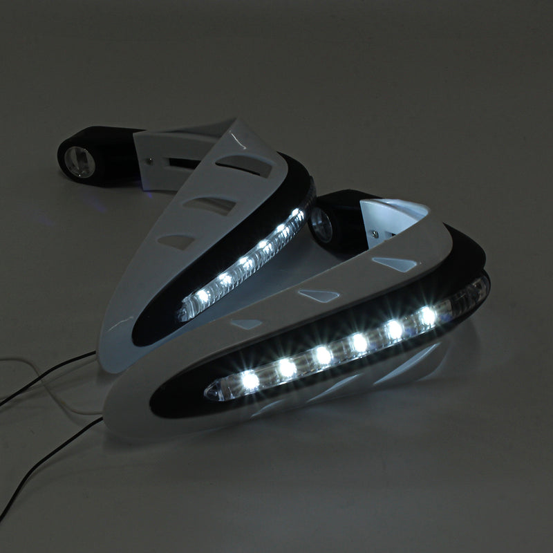 Handlebar Guard With White DRL LED Light Dirt Bike ATV Motocross Motorcycle Handguard Protector