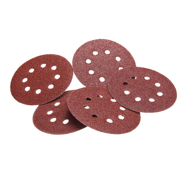 50pcs 125mm 8 Holes Hook Loop Sanding Discs 40/60/80/100/120 Grit Sander Pad Set