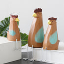 Zakka 3 Pcs Wooden Sitting Chicken Set Desktop Decoration Wood Carving Toys for Home Office