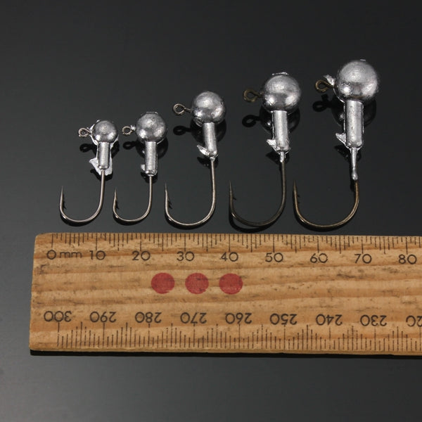 ZANLURE 10pcs Jig Head Fishing Hooks Lead Round Head Jigs  Hooks Fishing Tackle