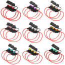 3pcs 200mm 14 Gauge ATC Fuse Holder In Line AWG Wire + 6PCS 11mm Car Blade Fuses