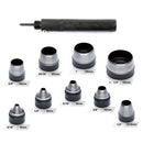 10Pcs Interchangable Hollow Hole Punch Set with Handle for Heavy Duty Leather