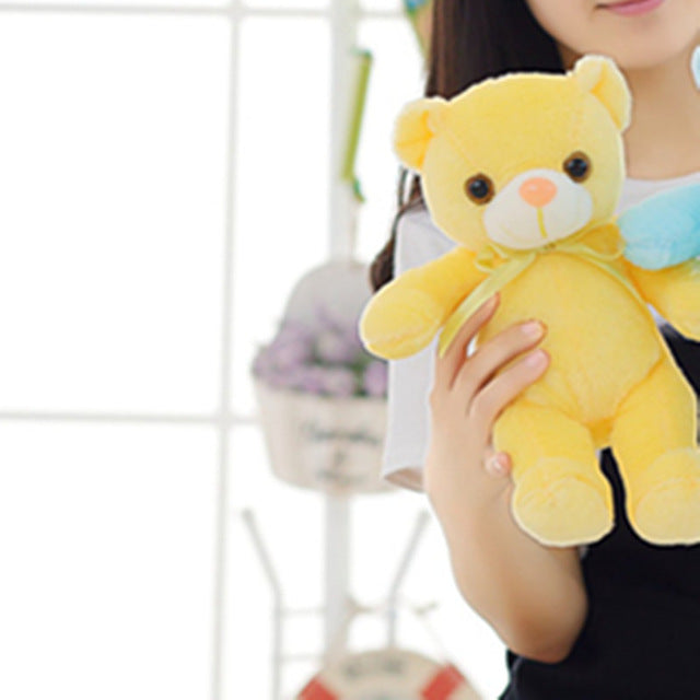 32cm Small LED Light Toys Plush Flashing Bear Toy Luminous Pillow Stuffed Soft Animal Doll