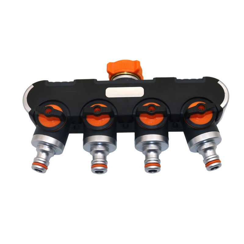 Universal 4 Way Hose Faucet Manifold Water Segregator for 3/4" 1/2" Garden Tap Splitter Water Pipe Divider Hose Quick Connector Nozzle Shut Off Control