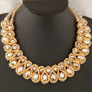 Women Multicolor Crystal Charm Gold Exaggerated Bib statement Necklace Jewelry Gift