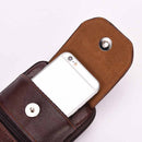 Outdoor Vertical Leather Men Sport Waist Pack Portable Zip Coin Purse Phone Bag