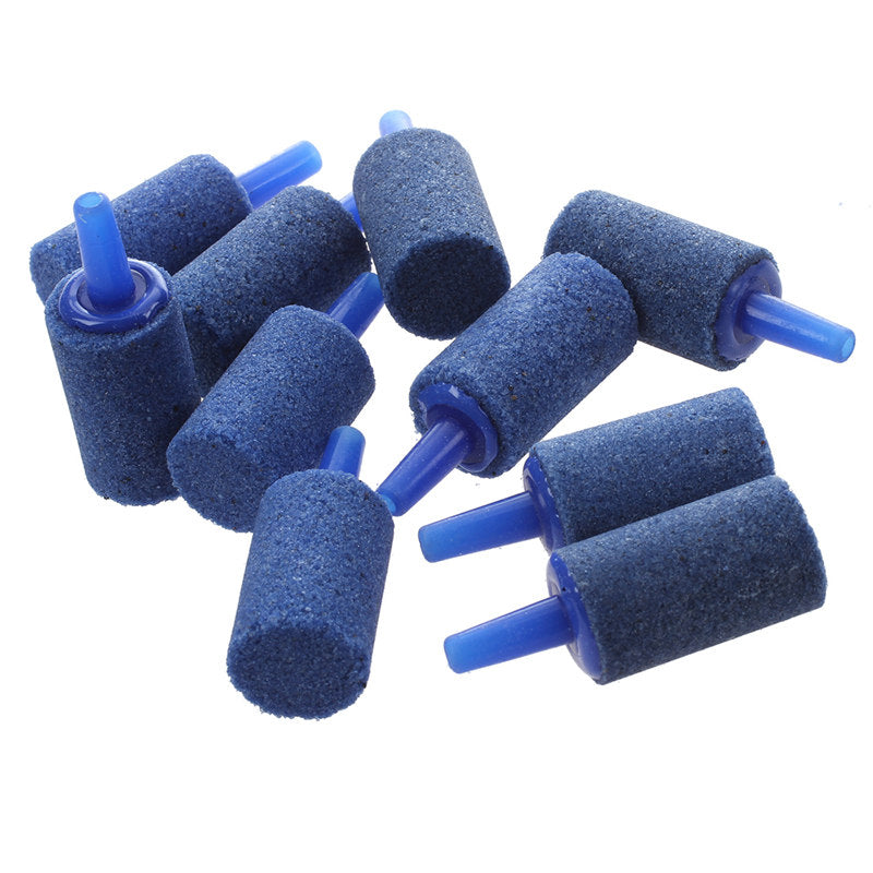 Blue Fish Tank Cylinder Aquarium Bubble Air Stones 15mmx25mm 10 Pcs D8T9