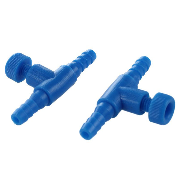 10 Pcs Blue Plastic 2 Way Aquarium Fish Tank Air Pump Control Valves T3V9