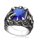 Cool Punk Dragon Claw Zircon Ring Stainless Steel High Polished Ring Halloween Jewelry