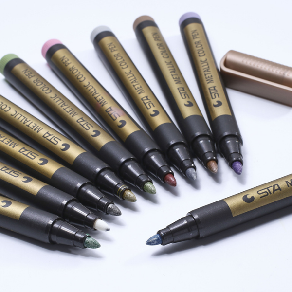 STA 8151 Metal Mark Pen DIY Album Graffiti Black Card Paint Highlight Marker Pen For Office And School Supplies