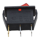 Rocker Switch ON OFF Bright Bipolar 28x10mm 250V 15A 3 Terminals RED L2T3
