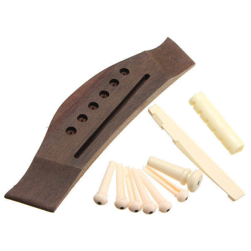1 Set Professional Guitar Kit Acoustic Guitar Bridge with Bone Pins Saddle Nut