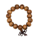 Buddhist Brown Wooden Carved Prayer Beads Wrist Mala Bracelet I5Y8