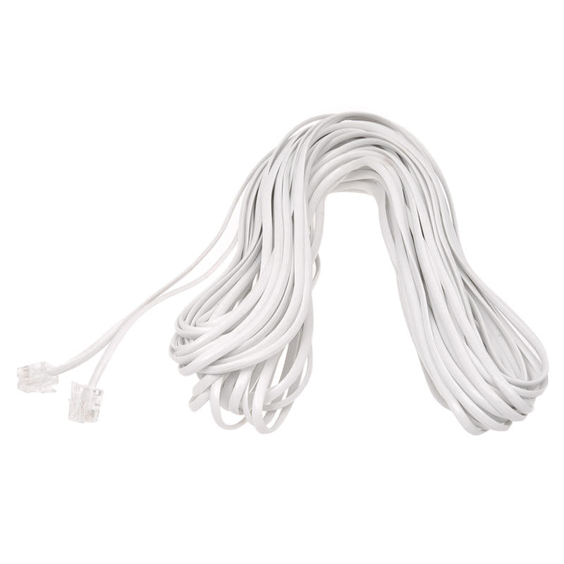 White Male 6P2C RJ11 Plug Telephone Fax Modem Line Cable, 14M for Landline  J5R3