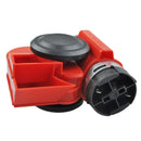 Twin Dual Tone Compact Air Loud Horn 12V 110-125db Compressor Red Truck Car V7L9