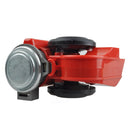 Twin Dual Tone Compact Air Loud Horn 12V 110-125db Compressor Red Truck Car V7L9
